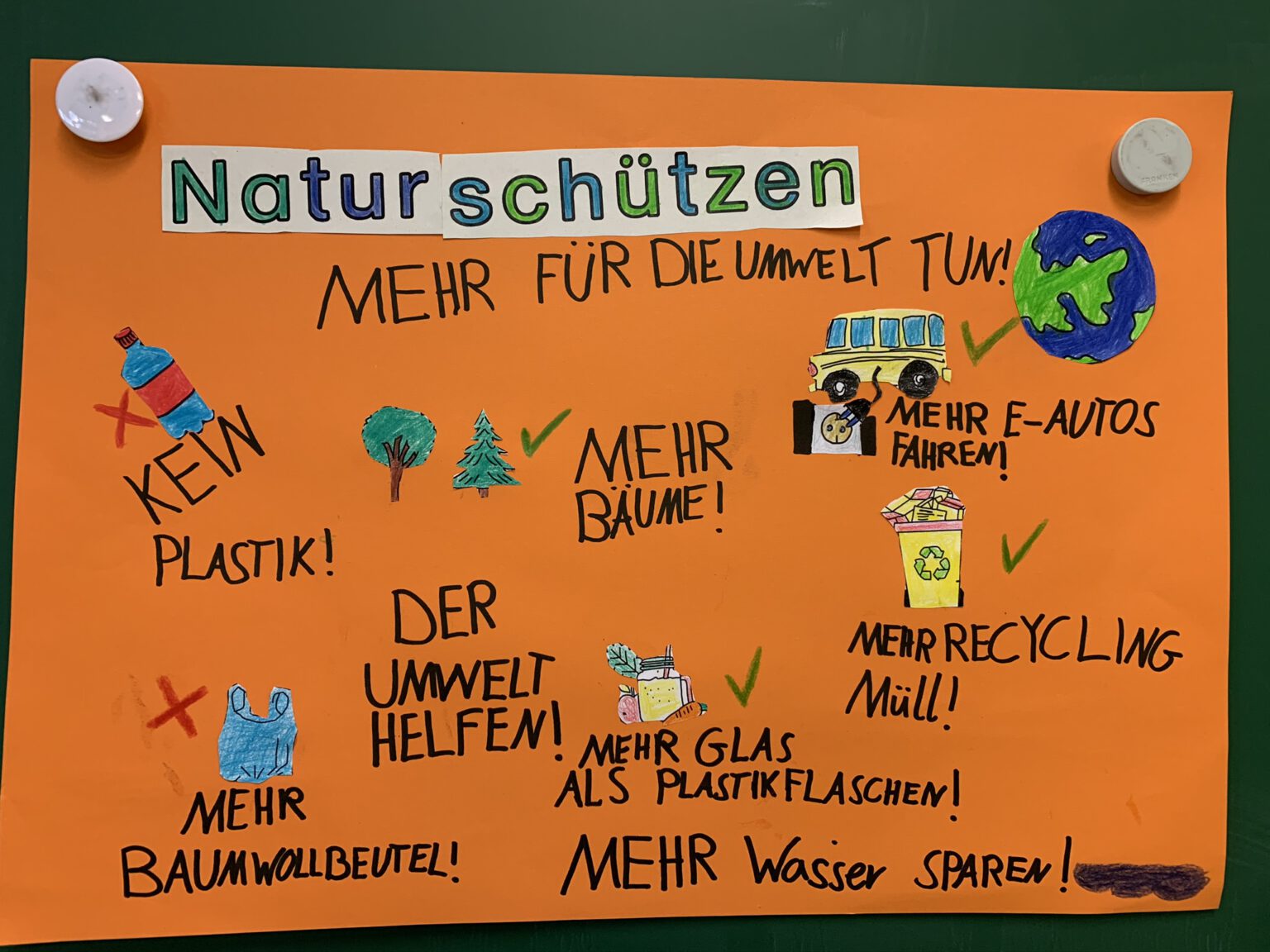 Großer Umweltschutz auf kleinem Plakat Grundschule an der Brake